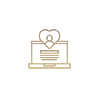 Evidence-based care icon — laptop with heart monitor symbol