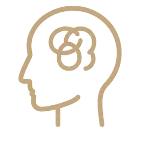 Anxiety treatment icon — head with swirling thoughts symbol representing mental overwhelm