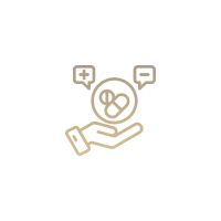 Confidential and Compassionate Care icon — hand holding speech bubble with heart symbol