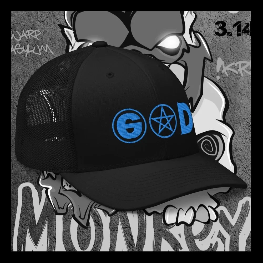 God Complex Black and Blue Trucker Right Black Borders.jpg