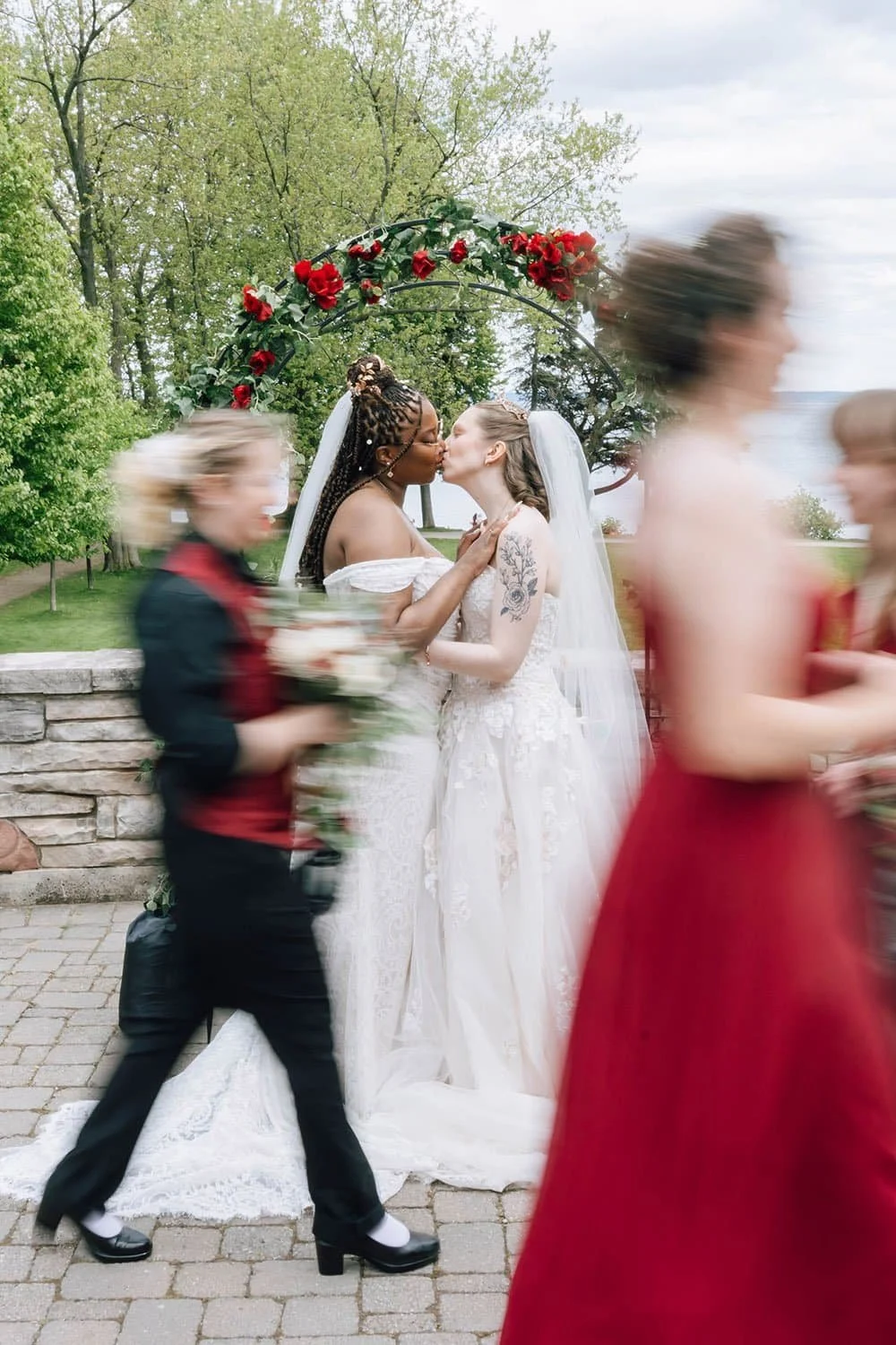 Creative bridal party portrait during a documentary-style Ontario wedding photography session