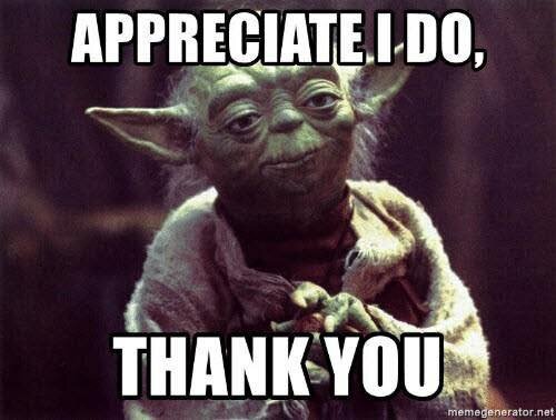 Positive psychology teaches us that expressing gratitude to others can support our mental health. I share this meme in honor of #maythe4thbewithyou to encourage you to think of 1 person you are grateful for and share with your feelings with them. And