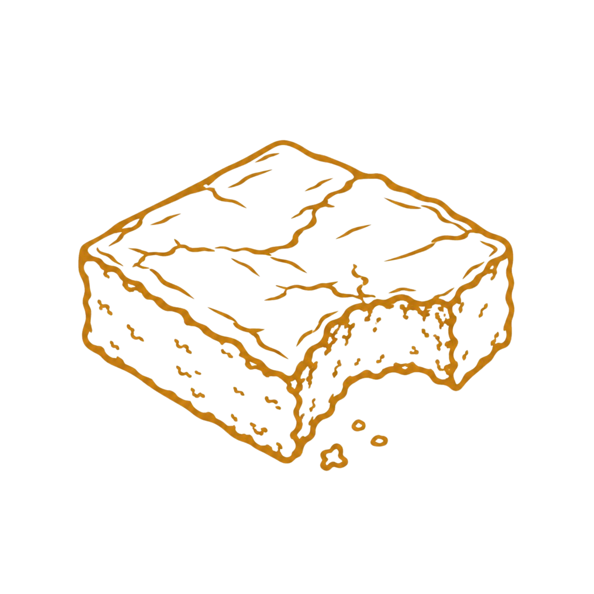 A digital illustration of a layered mountain landscape with a stylized, glowing golden outline.