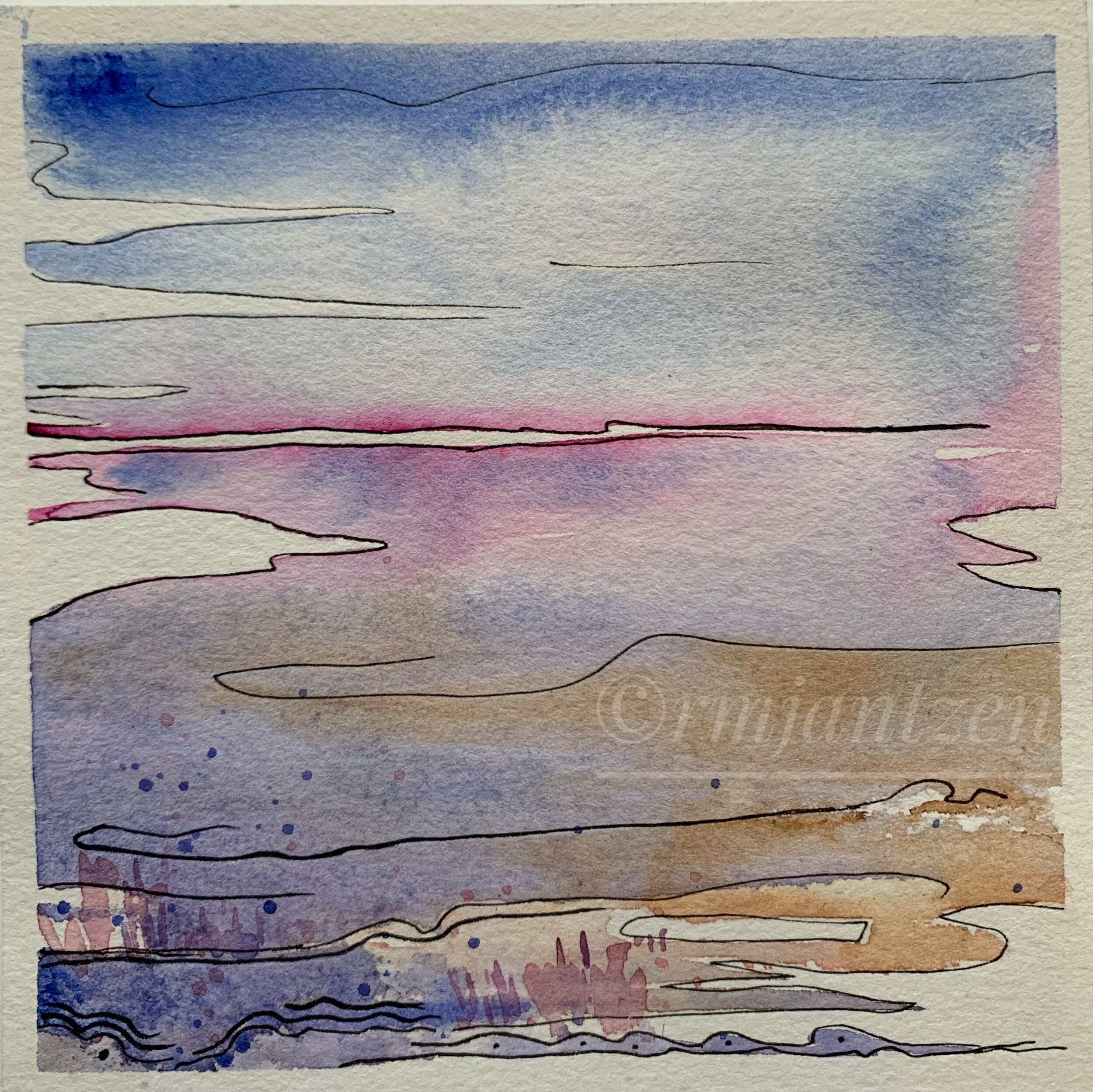 “And Then There Was” -Landsquares Series, watercolour, $85