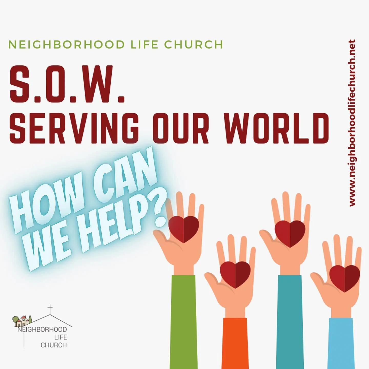 Do you need in some way? Are you in need of some help at home? Do you need a helping hand with some yard work, moving something heavy, or anything else? Do you see a neighbor that could use some help? Let us know, we want to serve if we can. Let's ta