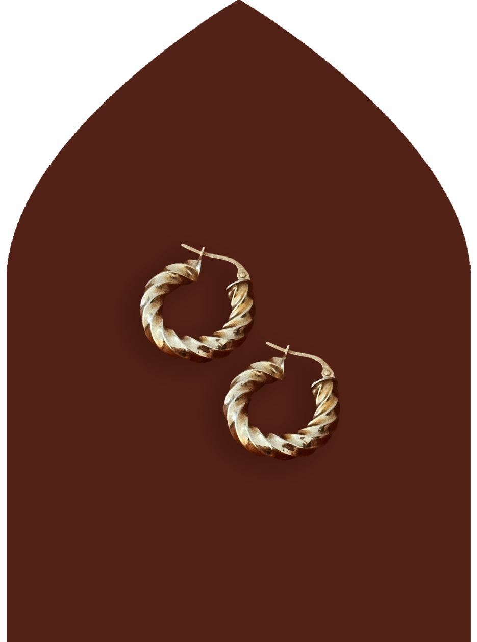 9k Gold Twisted Hoops