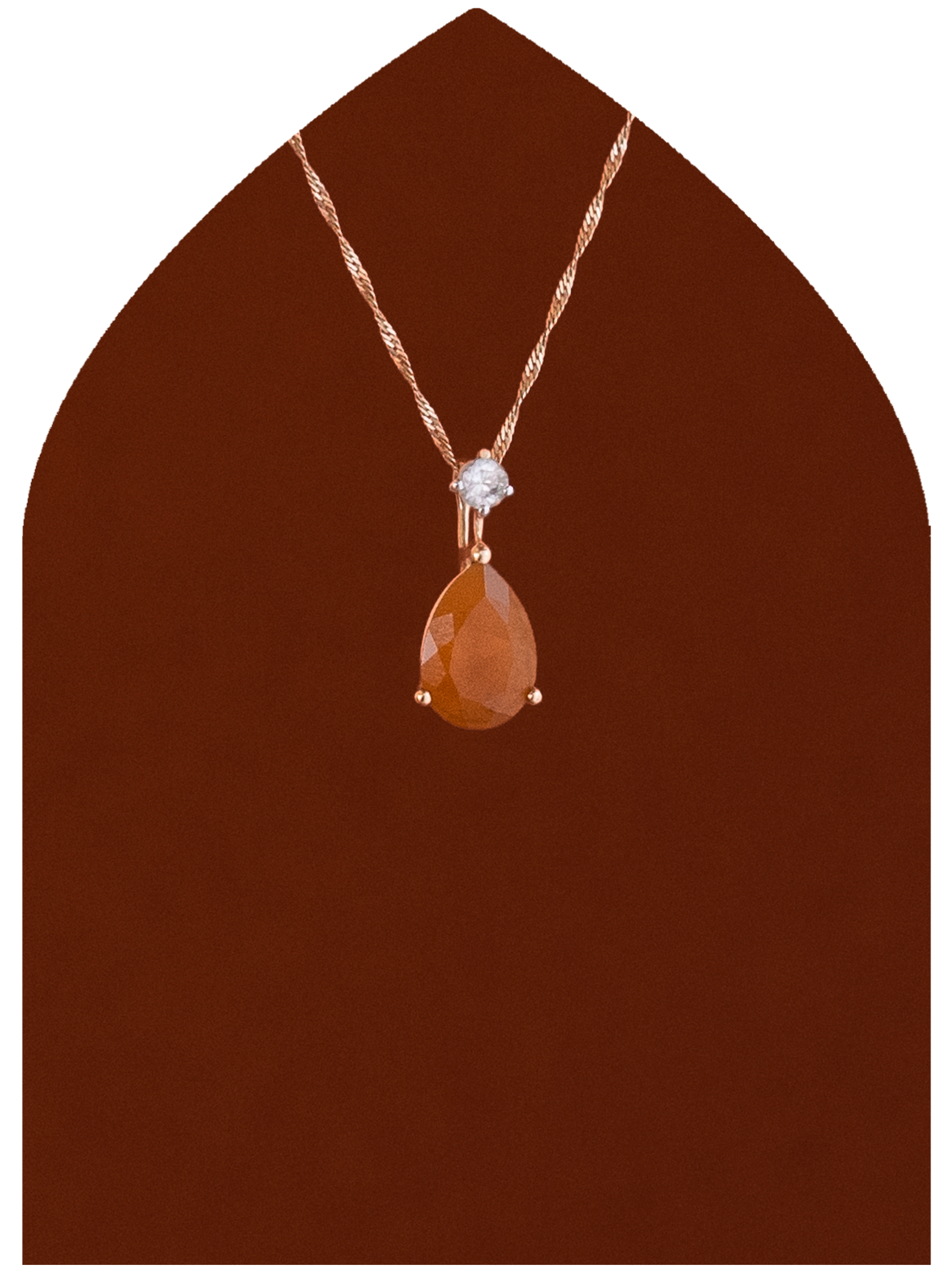 9k Gold Fire Opal & Diamond Drop