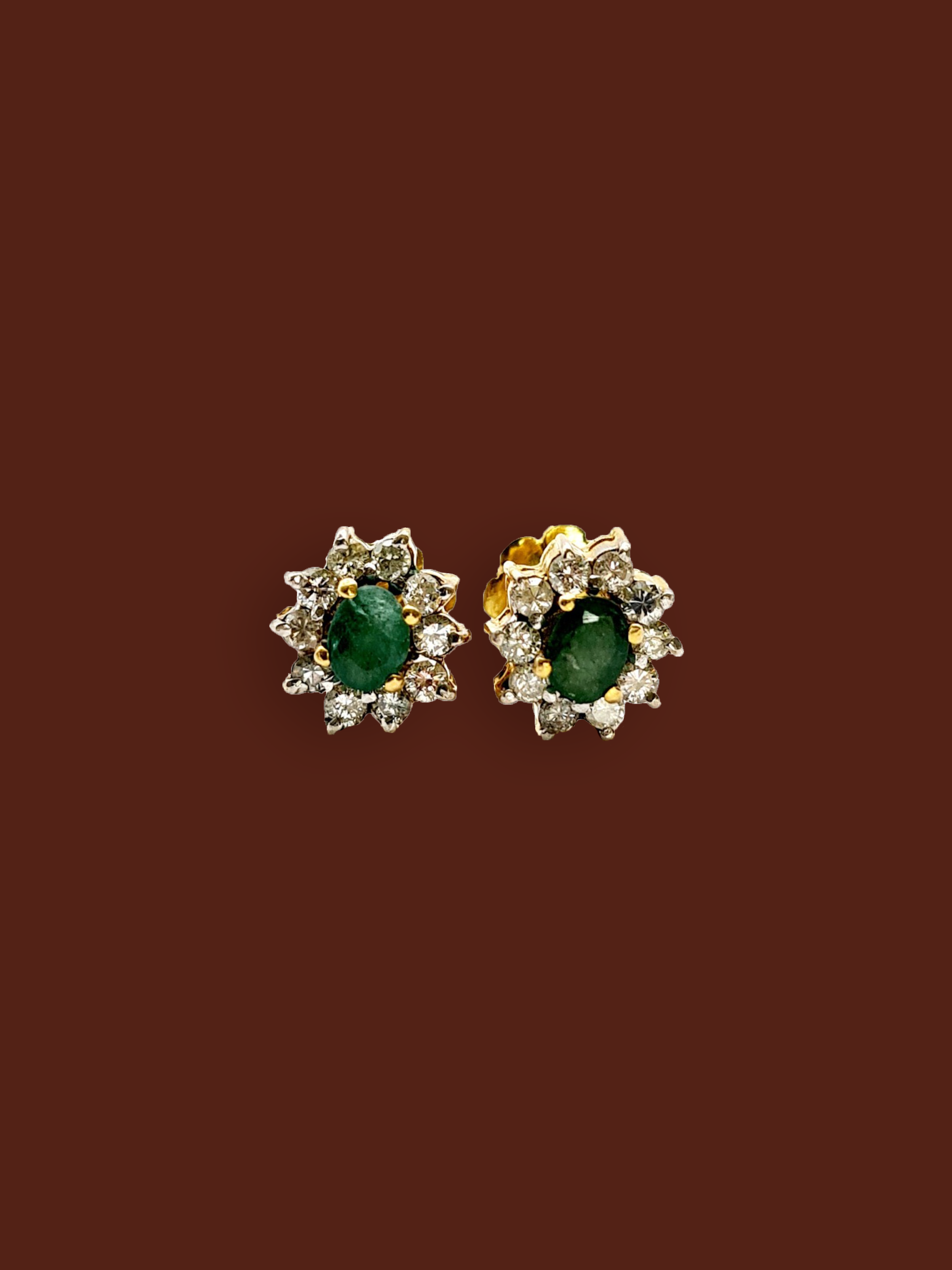 Diamond Emerald Flower Studs.png