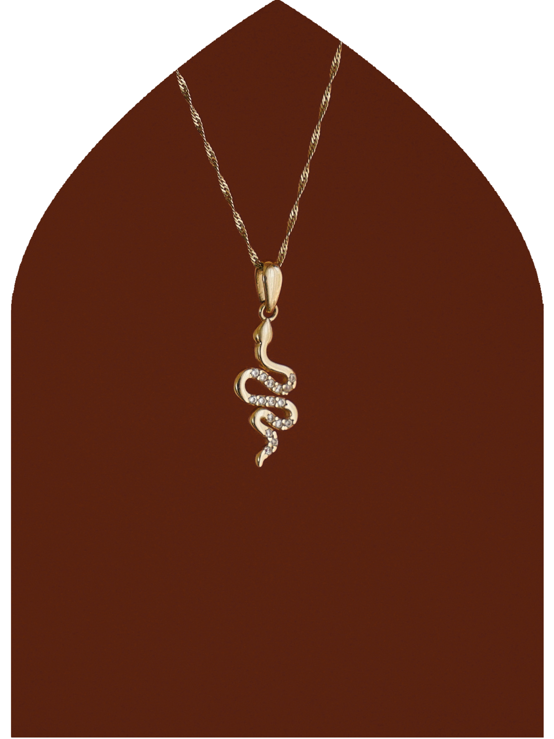 14k Gold Crystal Serpent Charm