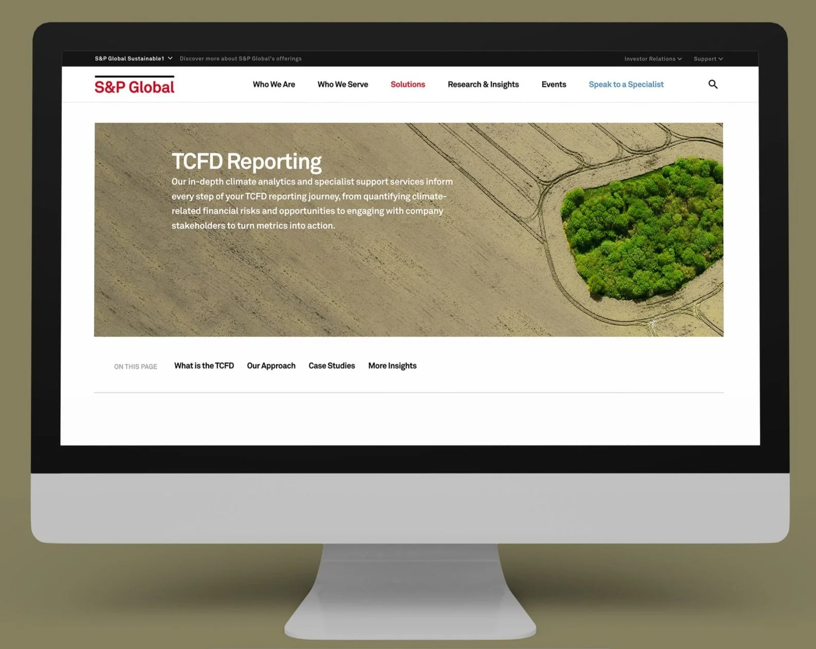 S&P Global Climate Financial Report Web page. Produced while working for Dog and Pony Studios Inc.
