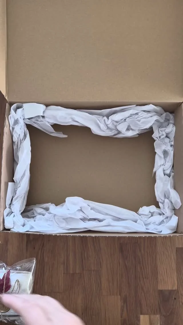 There’s a special kind of joy in sending a finished piece on its way.
This beautiful wedding stationery is already wrapped with care, ready for its journey to a friend I’ve known since grade school — a friendship that’s grown