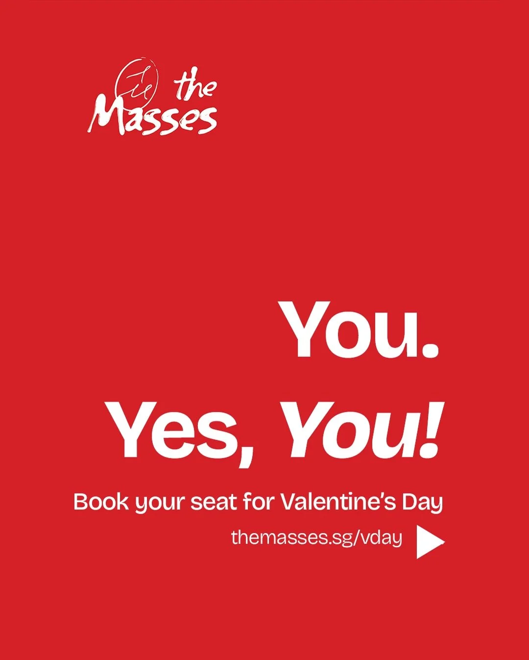 Come for the food. Stay for the chemistry. Book your Valentine's date with us. themasses.sg/vday
