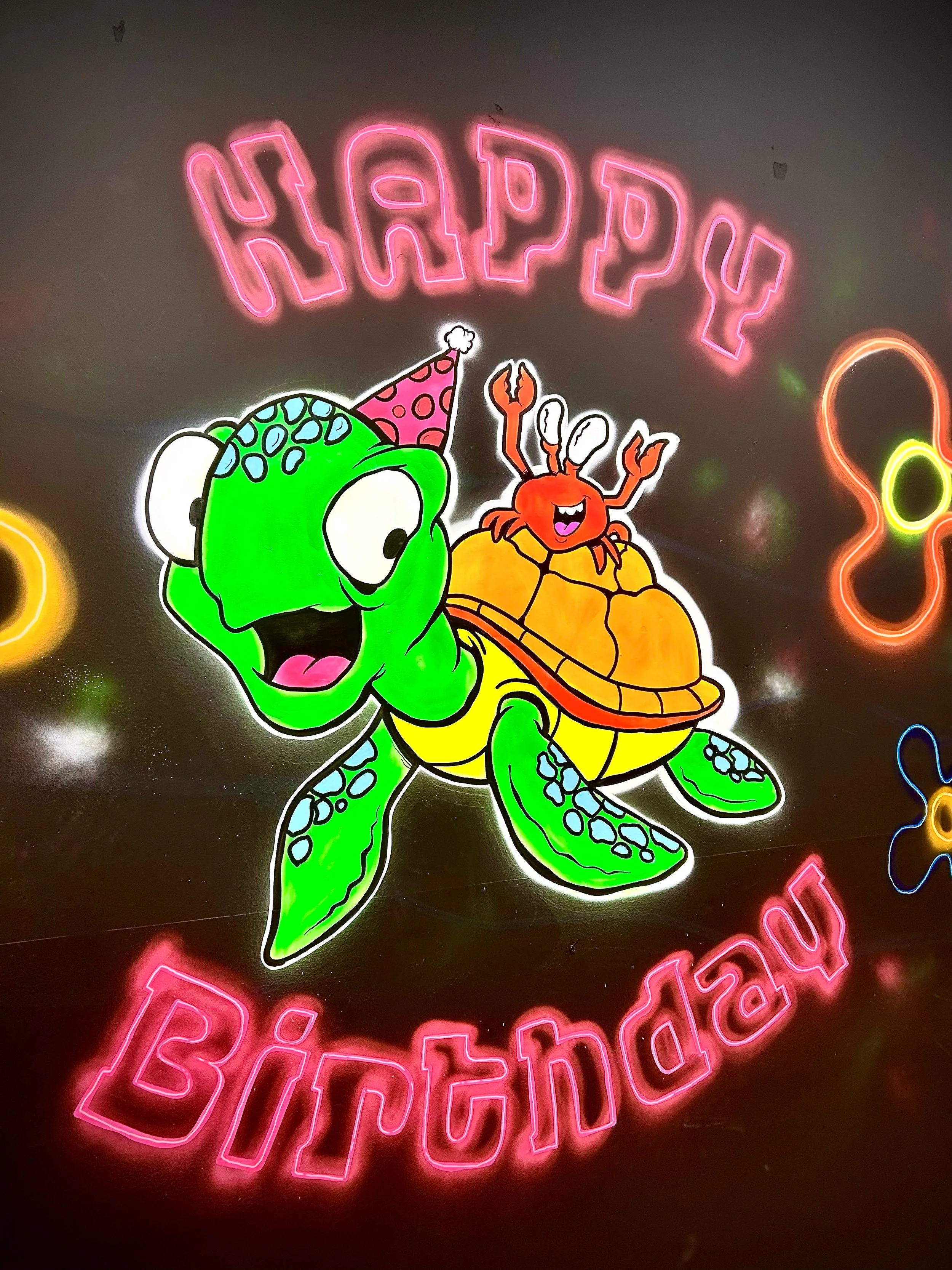 Neon ocean themed party room