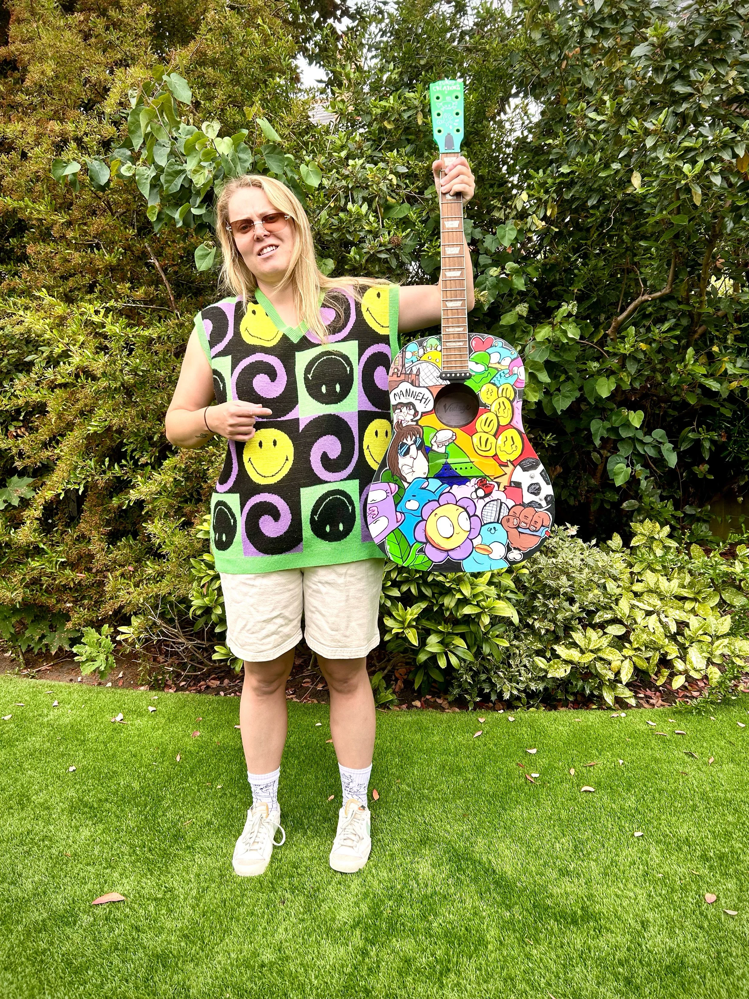 Upcycled guitar for charity art trail