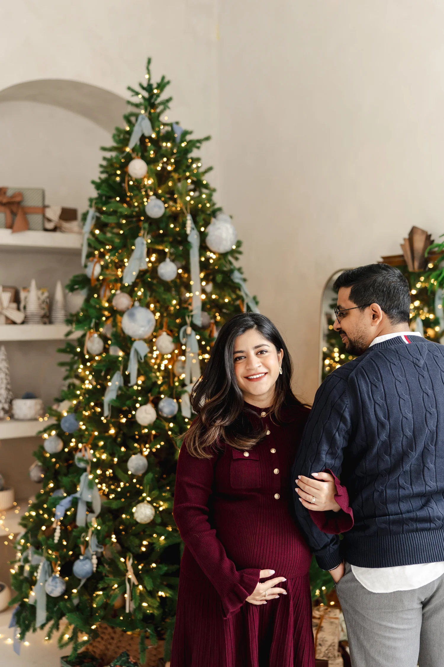 Candid family moment during a holiday mini session