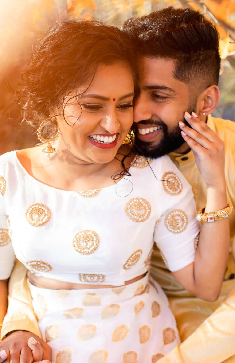 Couple photographed at golden hour in Toronto