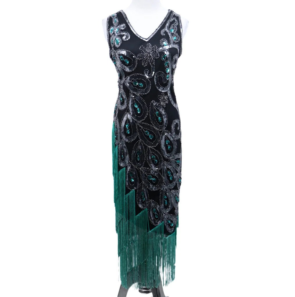 Sequin Peacock feather Flapper Dress-S-3X — Fantasy Masquerades