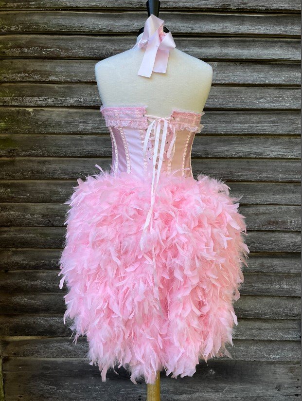Vintage White & Pink Feather Boa feathers pinup retro burlesque costume  cosplay