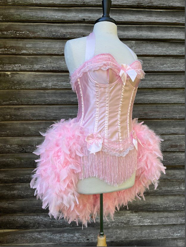 Pink Victorian Lace Feather Burlesque Costume — Fantasy Masquerades