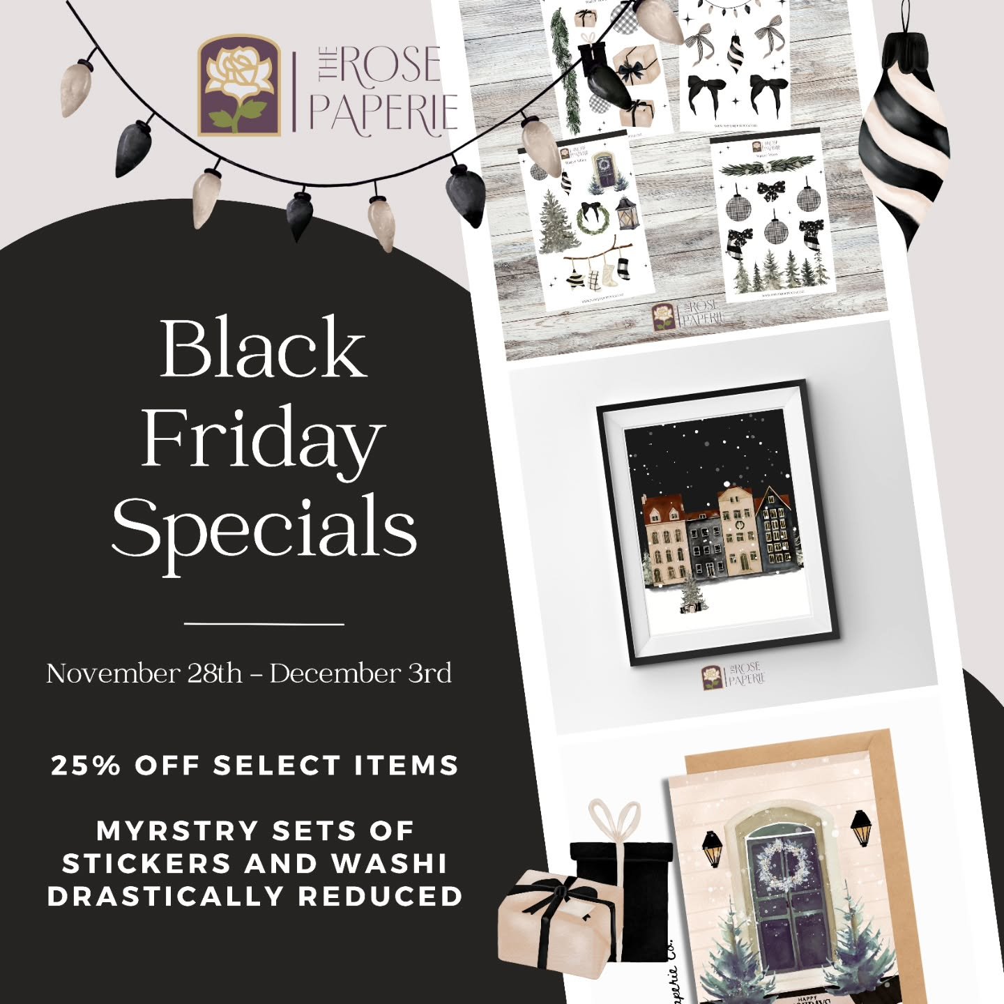 Black Friday Sales are on and will last through December 3rd. Mystery sets and 25% off select items. 

#blackfridaysale #stickerlover #stationerysale #stationery #stickershop