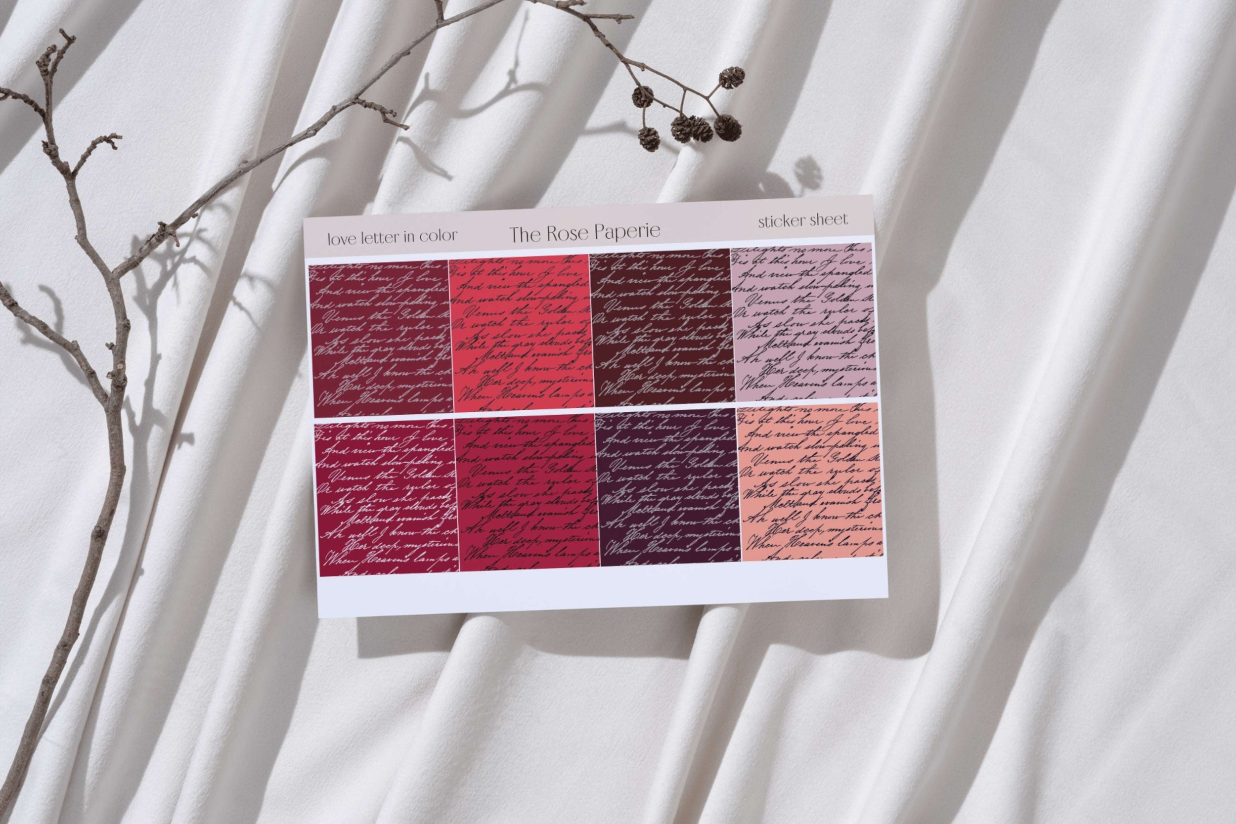 Love Letter Sticker Sheet Red Tones