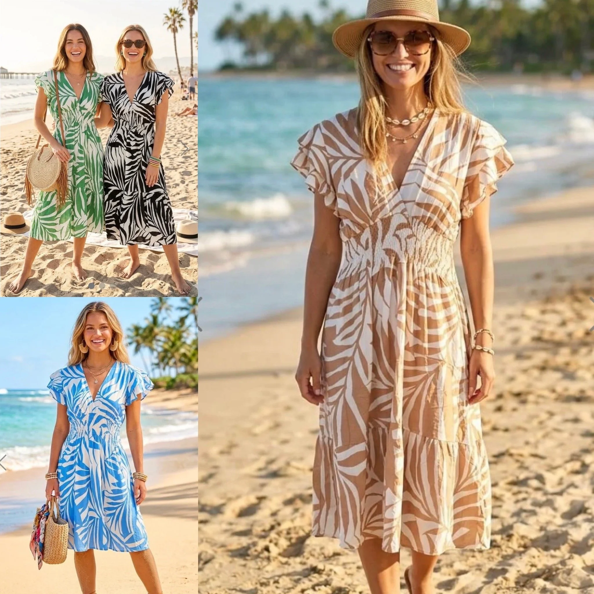 Leaf Linen Look Dress