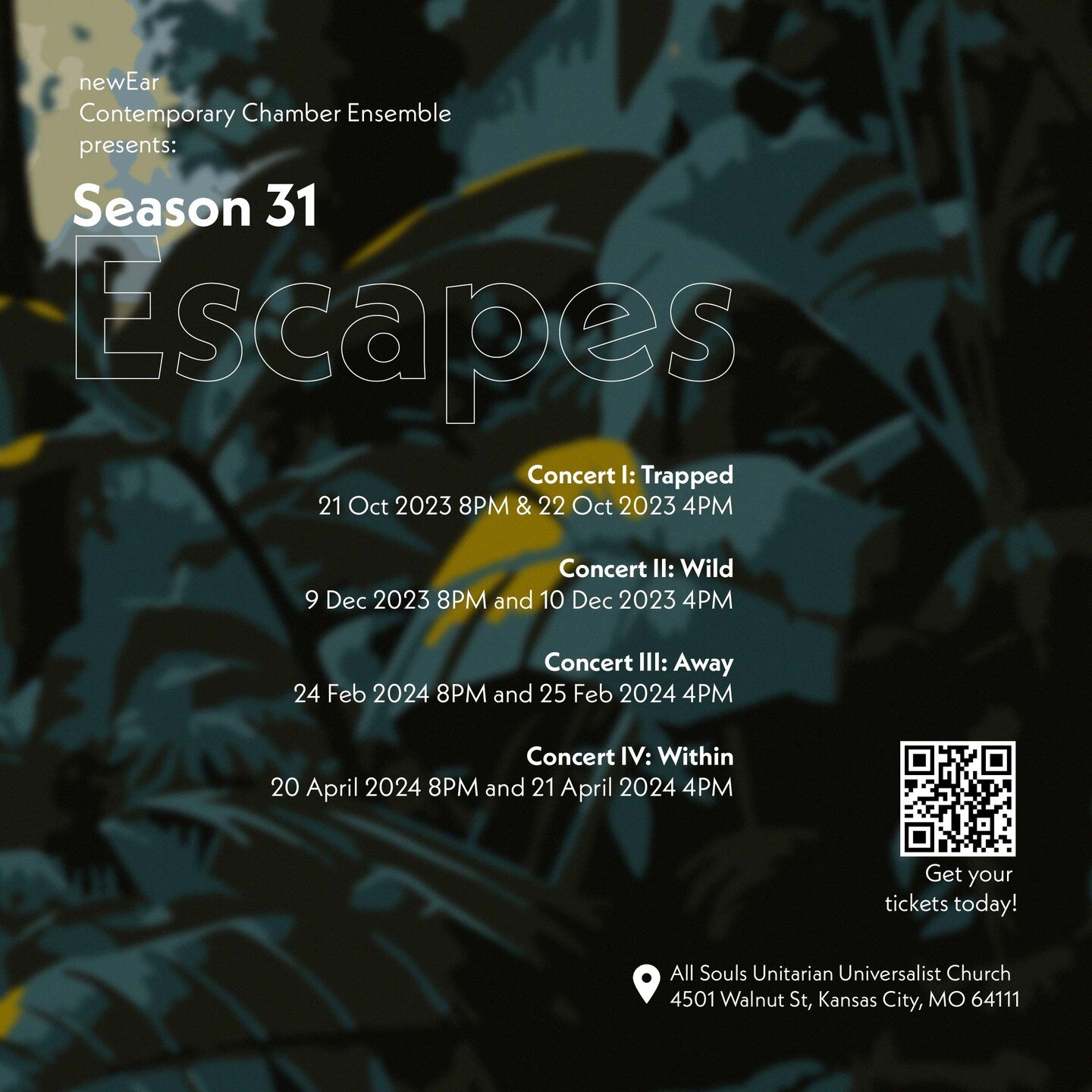 newEar Contemporary Chamber Ensemble is proud to present
Escapes.

🎶 For our thirty-first season, we return to the stage to share new music with in-person audiences. We hope you join us for the most meaningful season yet.

Get your tickets today: ht