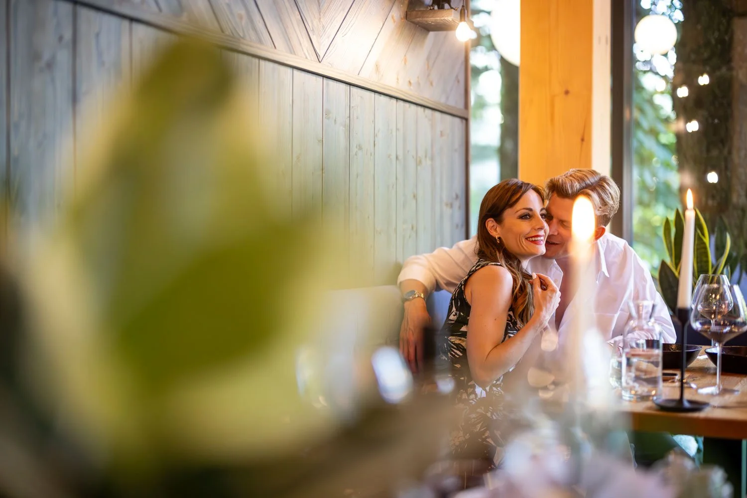 couple dining at bohinj sunrose 7 restaurant riverside