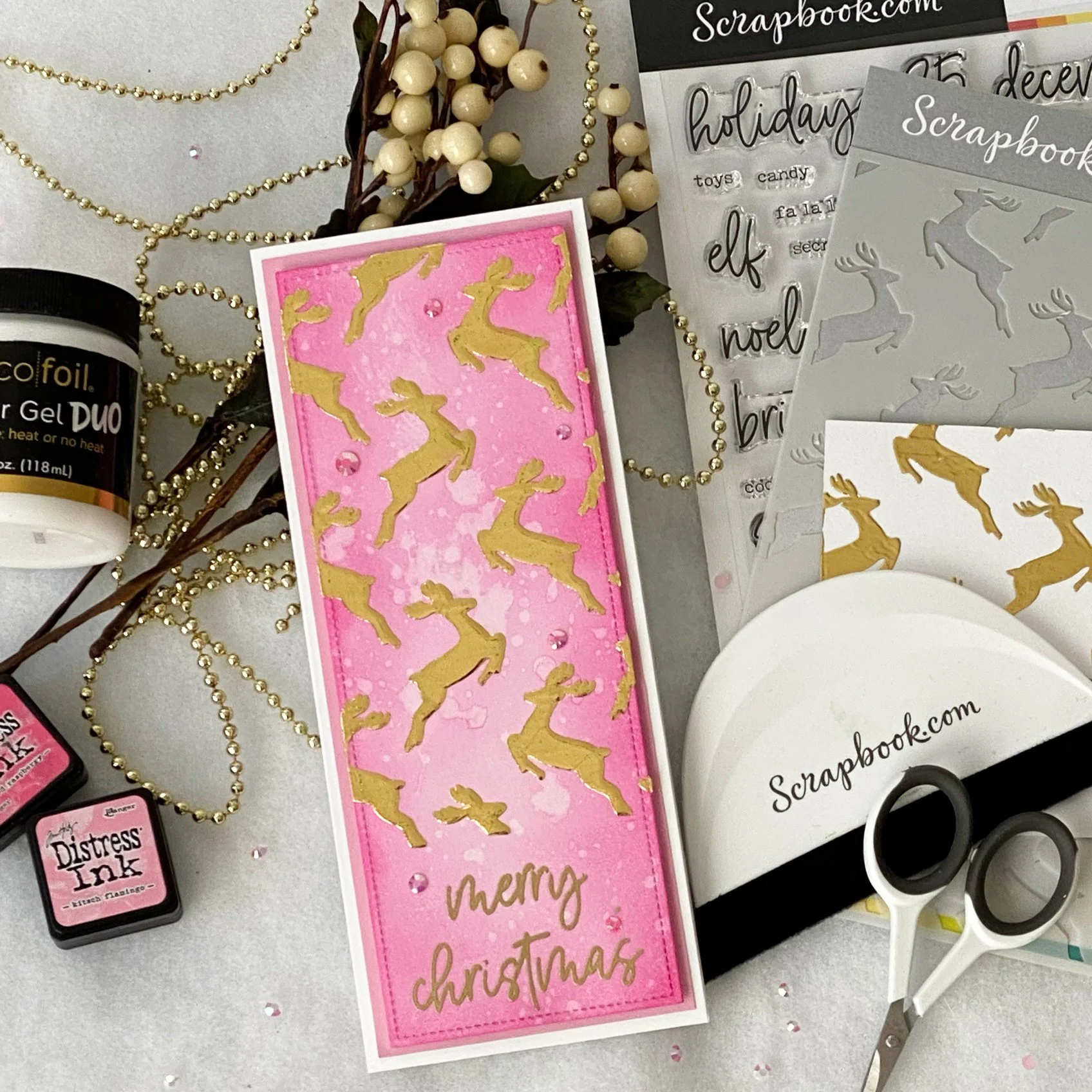 11-08-2021 Pink & Gold Prancing Reindeer
