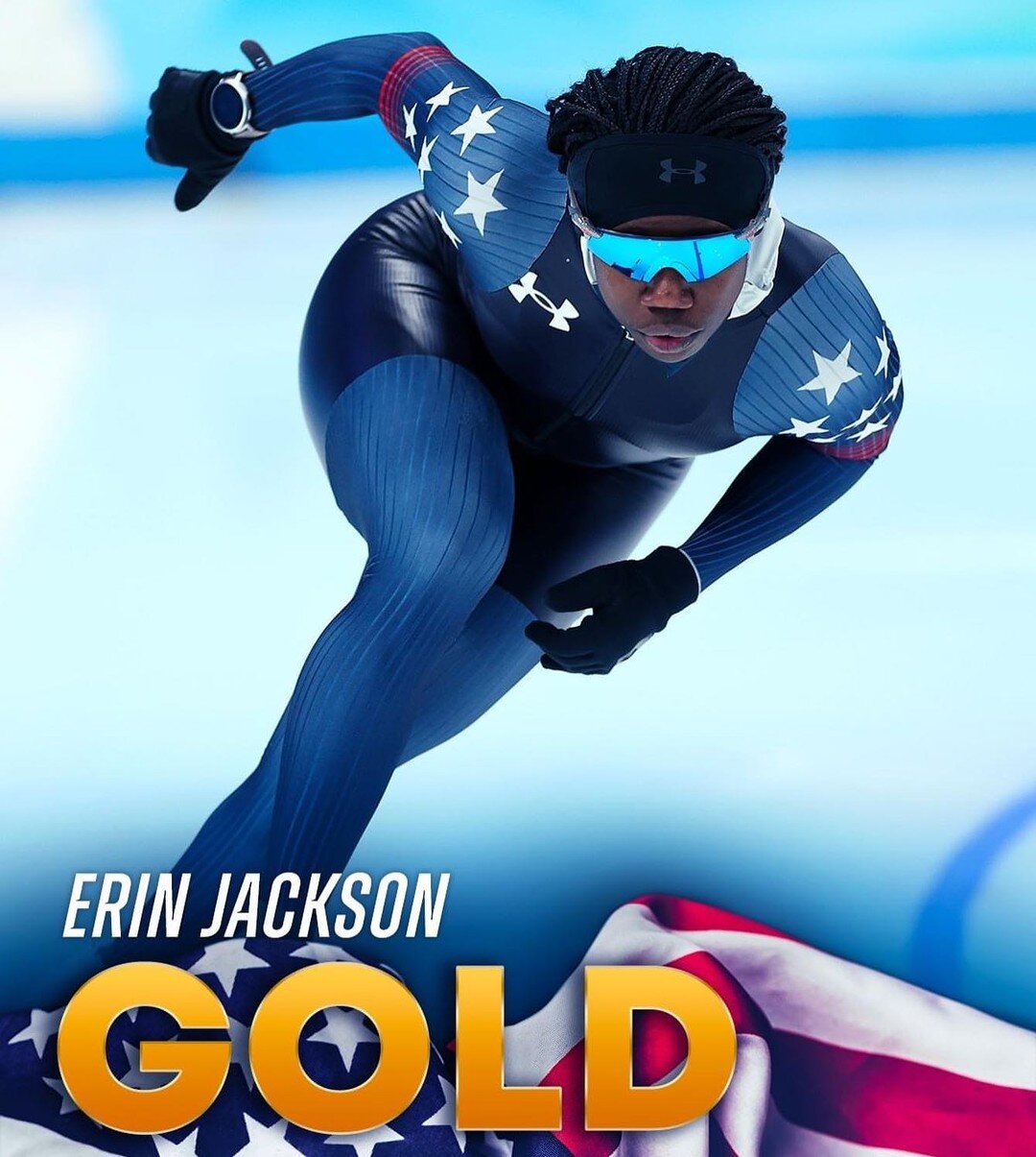 We can&rsquo;t let these #olympicgames end without a shoutout to the incredible @speedyj for her Gold medal win in the women&rsquo;s 500m speed skate in Beijing! Erin is the first American woman to win an individual medal since 2002 and the first Afr