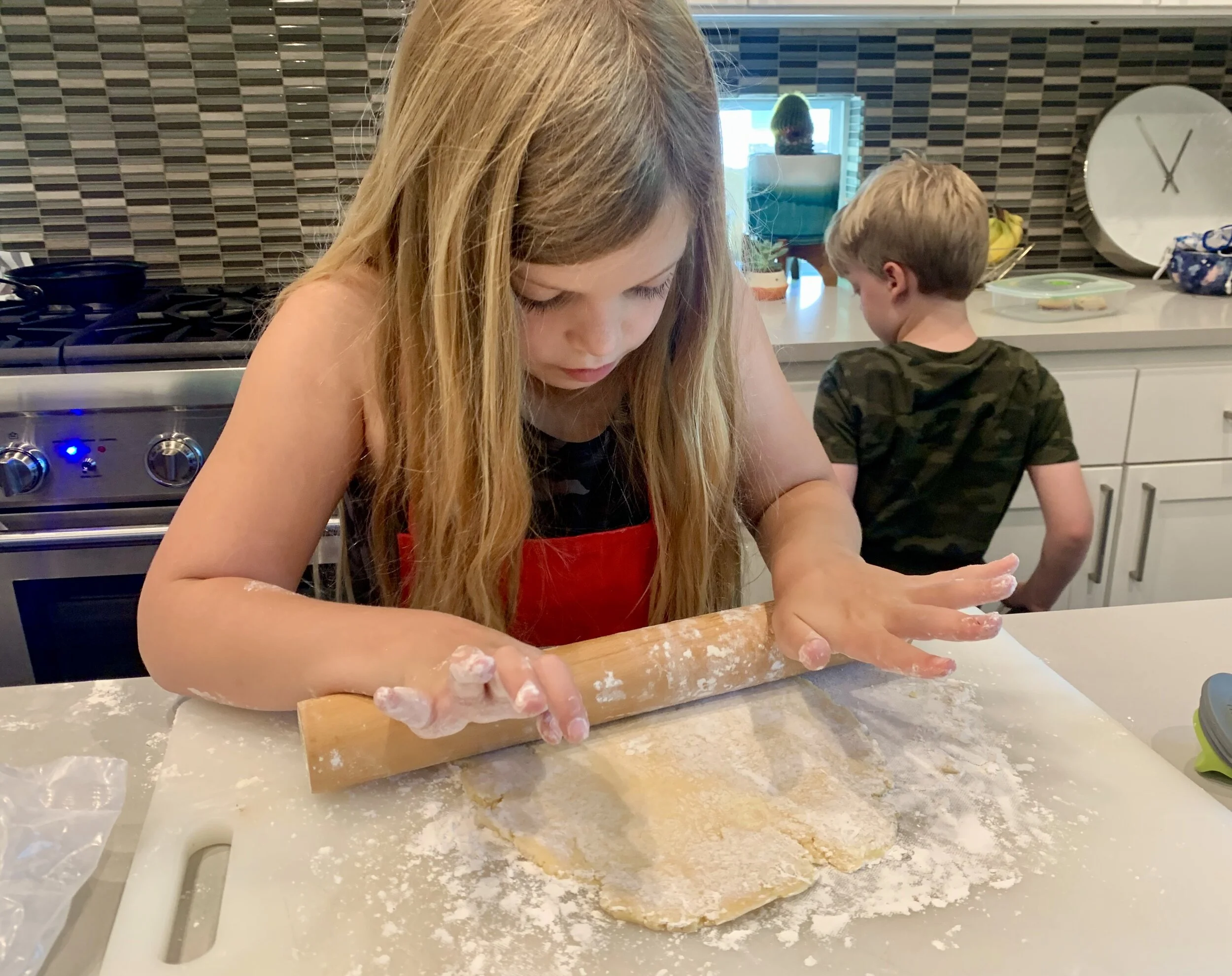Piper fearlessly jumps into pastry-making.