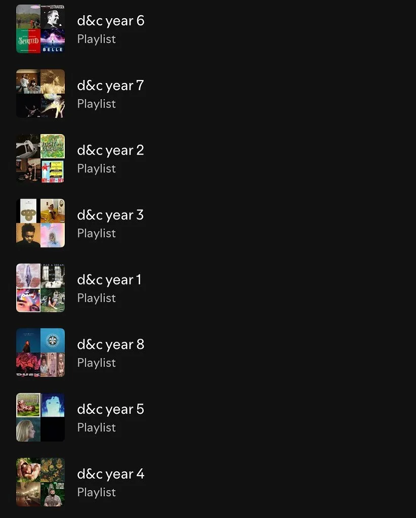 :: Playlists &amp; Portals ::

8 years of playlists. Each a time capsule of where we were, what we were feeling, what we were watching, all the times we hit Shazam, the car rides, the imprints of experiences, the ways we connected. Taylor Swift must 