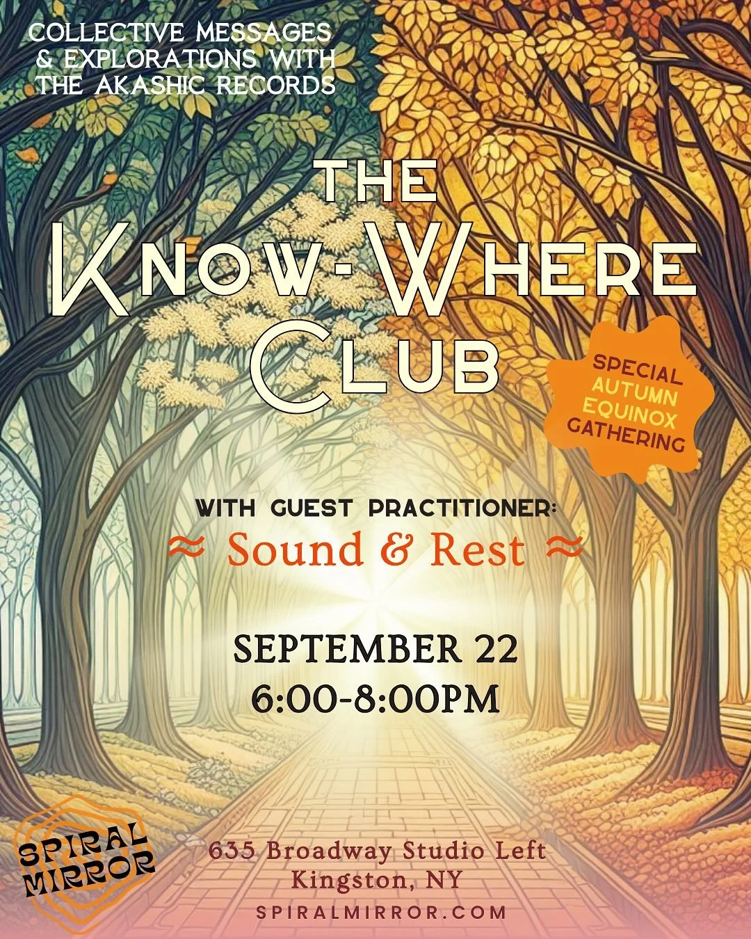 A special edition of 𝒯𝒽ℯ 𝒦𝓃ℴ𝓌-𝒲𝒽ℯ𝓇ℯ 𝒞𝓁𝓊𝒷 is taking place on the 𝒜𝓊𝓉𝓊𝓂𝓃 ℰ𝓆𝓊𝒾𝓃ℴ𝓍 with returning guest practitioner @soundandrest. It will be an immersive evening of transportive sound journeys and explorations in the Akashic Reco