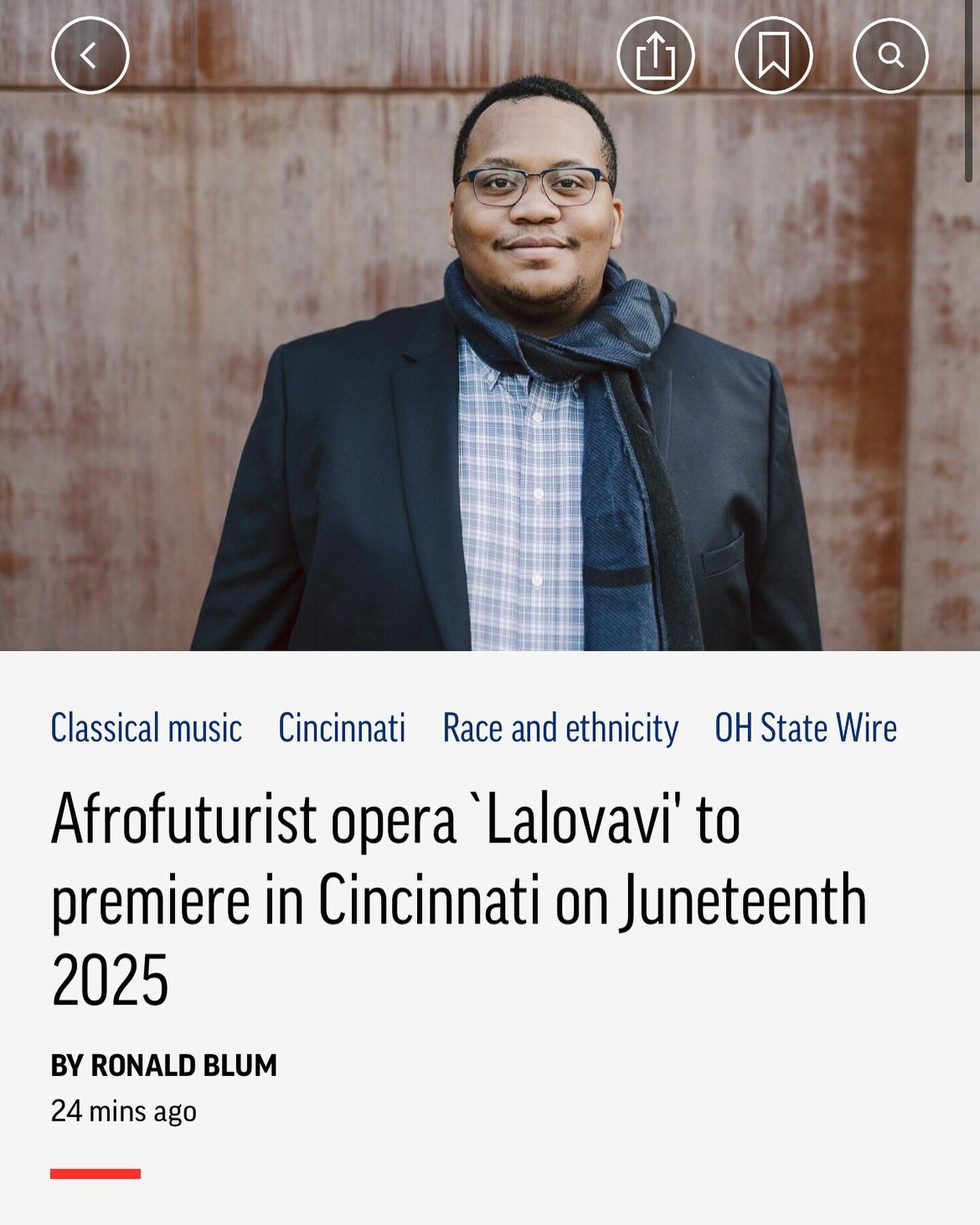 Thank you Associated Press @apnews 🙏🏽.
Check out the full article using the link in my bio. 

#lalovavi #cincinnatiopera #blackoperaproject #blackcomposer #blackcomposers #opera #blackopera #kevindaymusic #kevinday