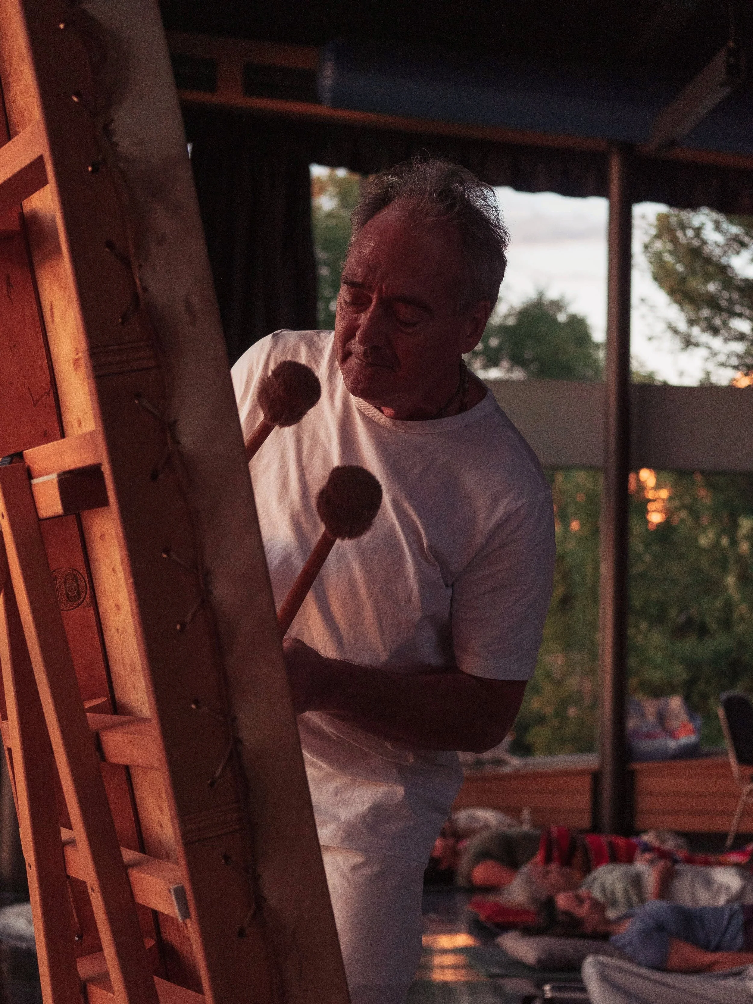 Concert vibratoire avec bols de cristal et tambour chamanique en espace intérieur