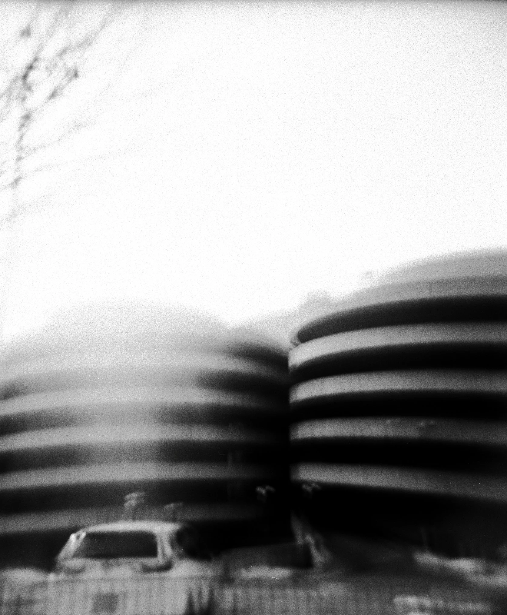   the two entry/exit ramps located at the rear of the queens place mall. their spiral shape helps continue the mall’s circular flow  