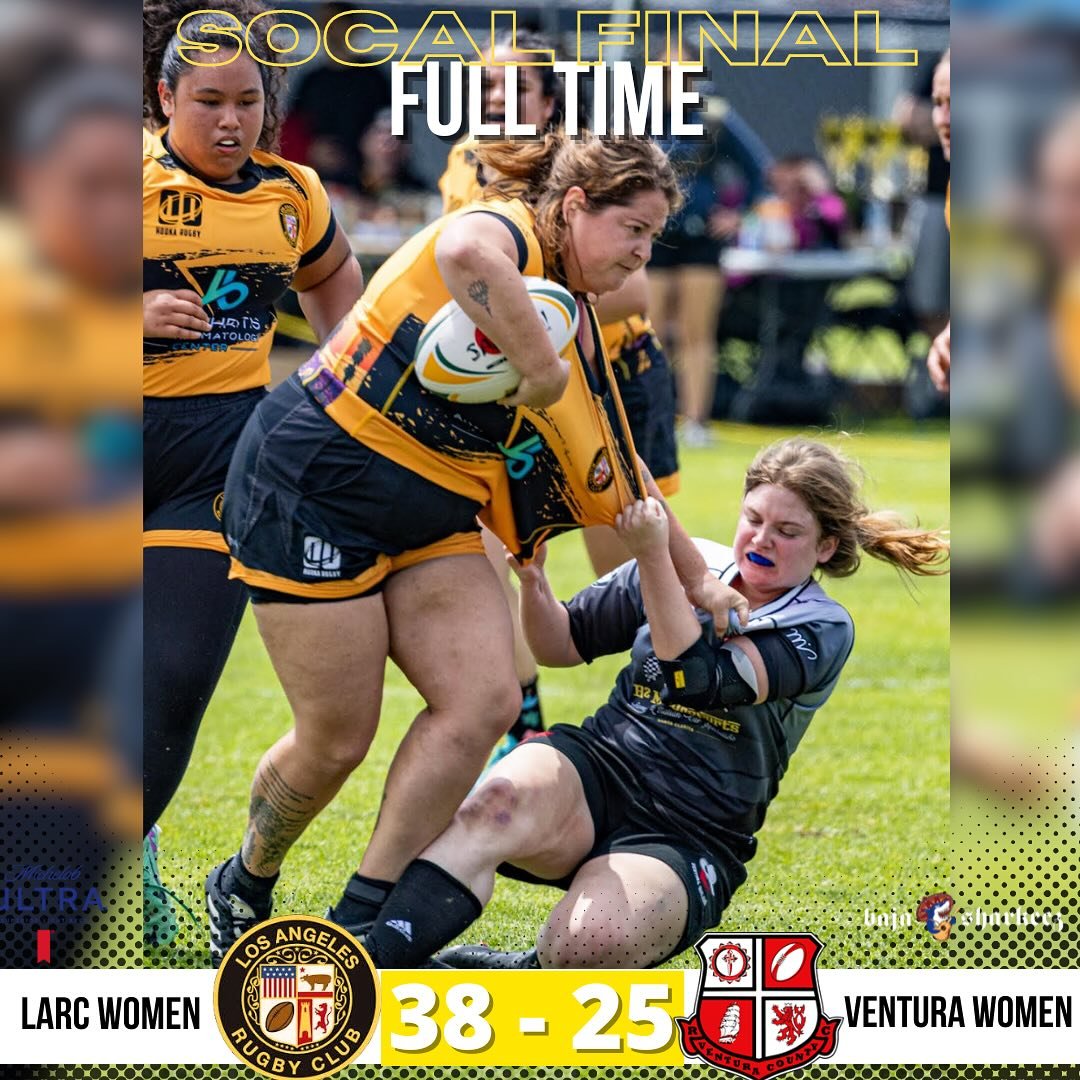 LARC Ladies clinch the SCRFU Final and continue their undefeated season! 

Tries:
E. Castaneda (2)
C. Flowers 
E. Rodin (2) 
Penalty try 

Conversions:
E. Rodin (3)
Penalty conversion 

Final MVP: 
T. Smith - congrats Tracy!!! 
&mdash;&mdash;&mdash;&