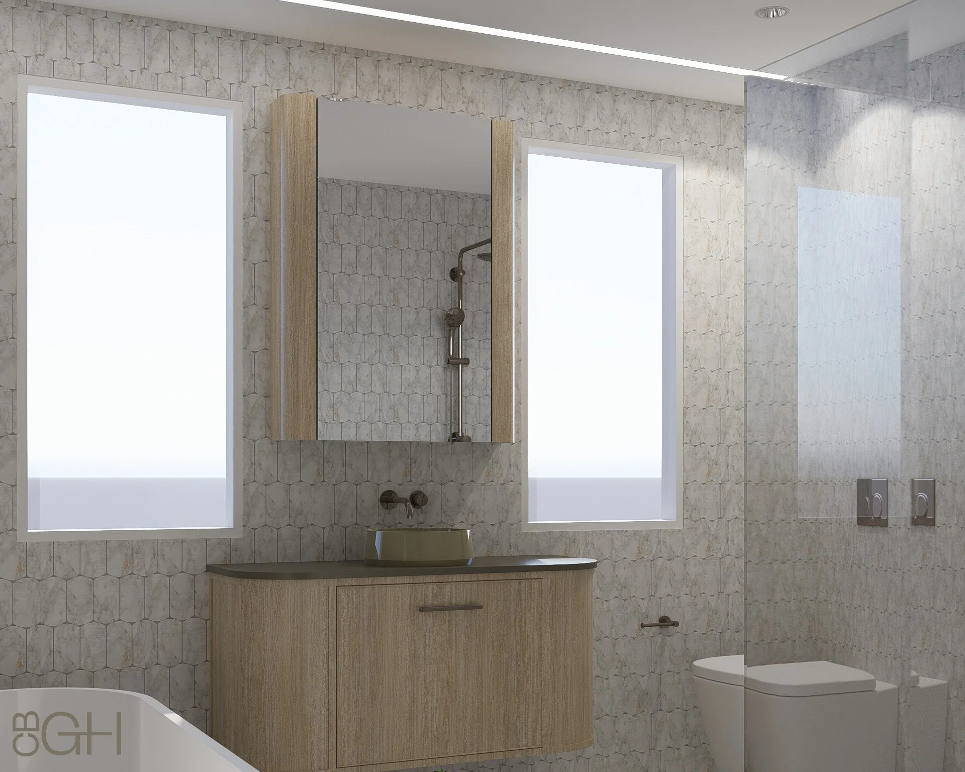 Anchorage - natural stone and handmade clay basin with bronzed tapware - opulence