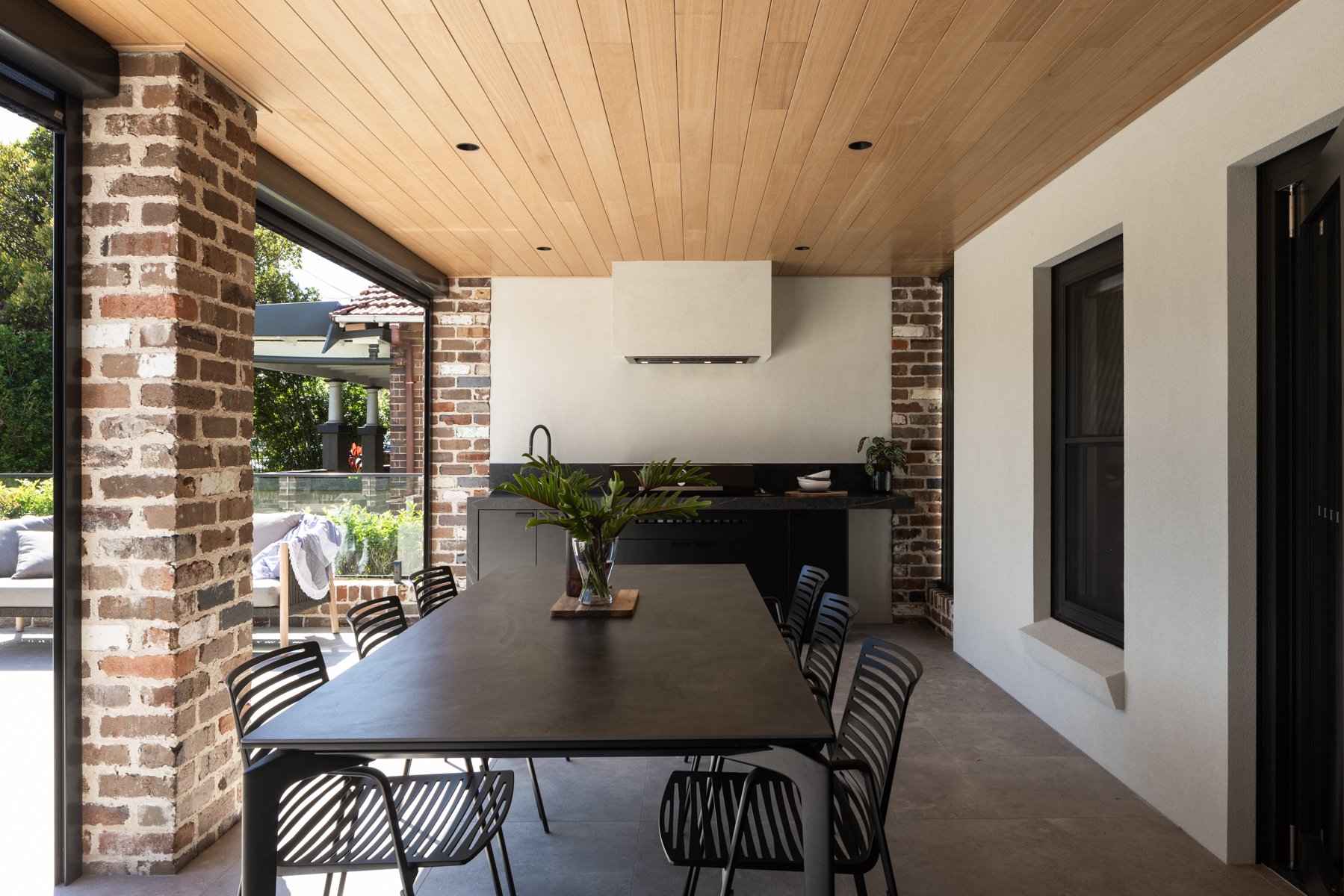 Timber clad ceilings and an outdoor kitchen complete this utlimate entertainers home 