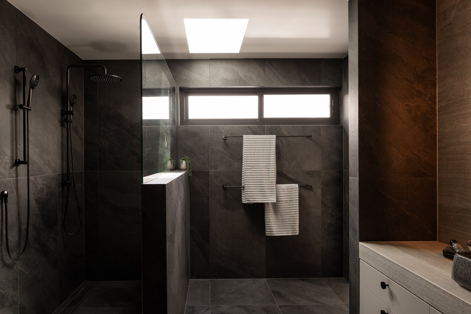 Dark and Moody was the inspiration for the Primary Ensuite.  