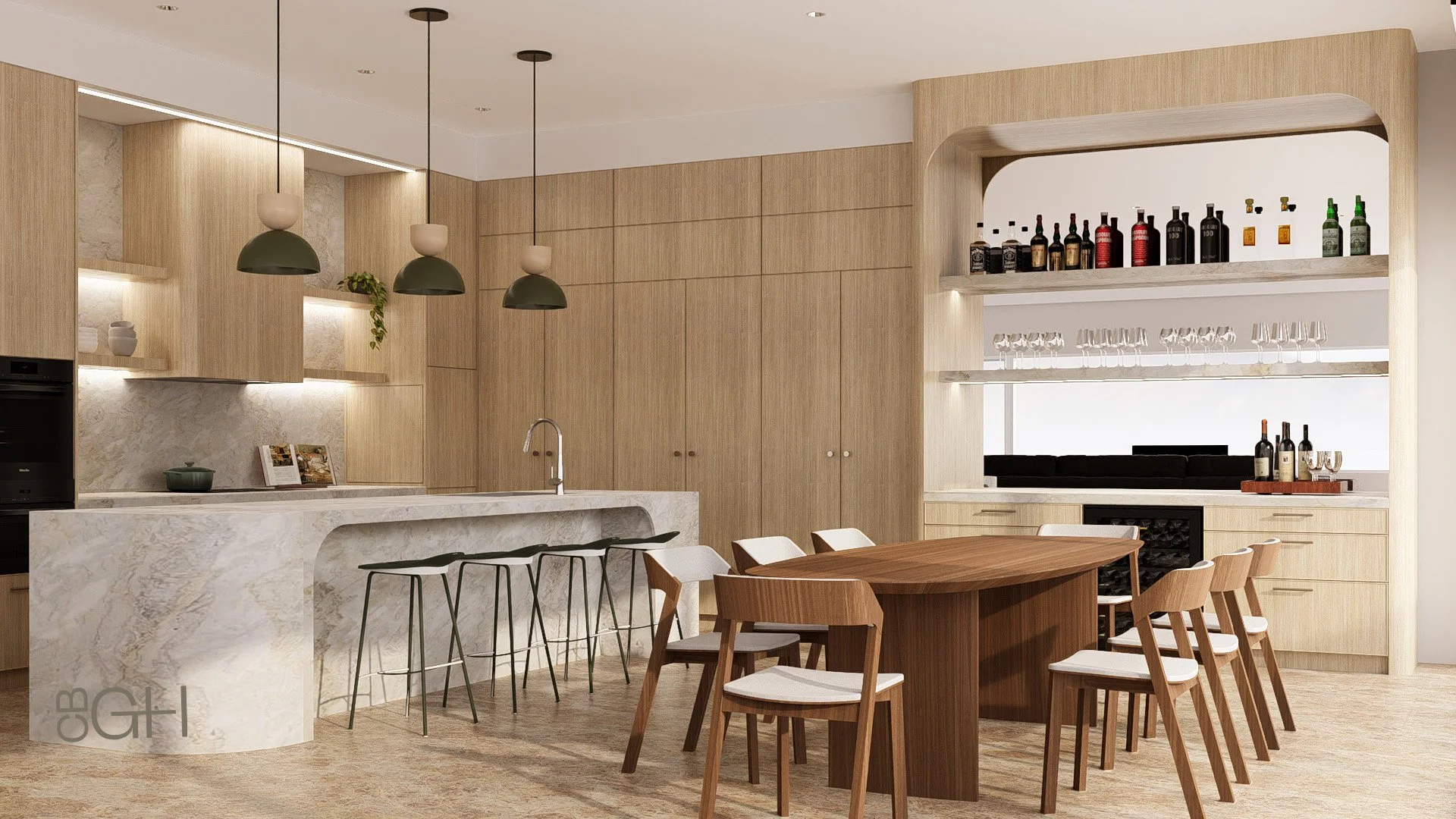 Anchorage Kitchen and bar zone provide sophisticated entertaining opportunities