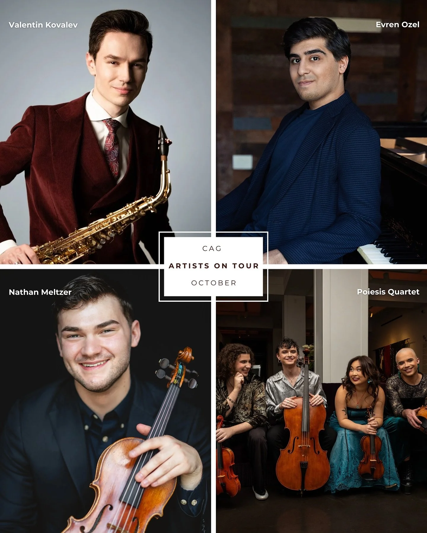 Discover the many talented CAG Artists on tour in October! We hope to see you at a show soon 🎶 Visit our #linktree for more information and tickets!