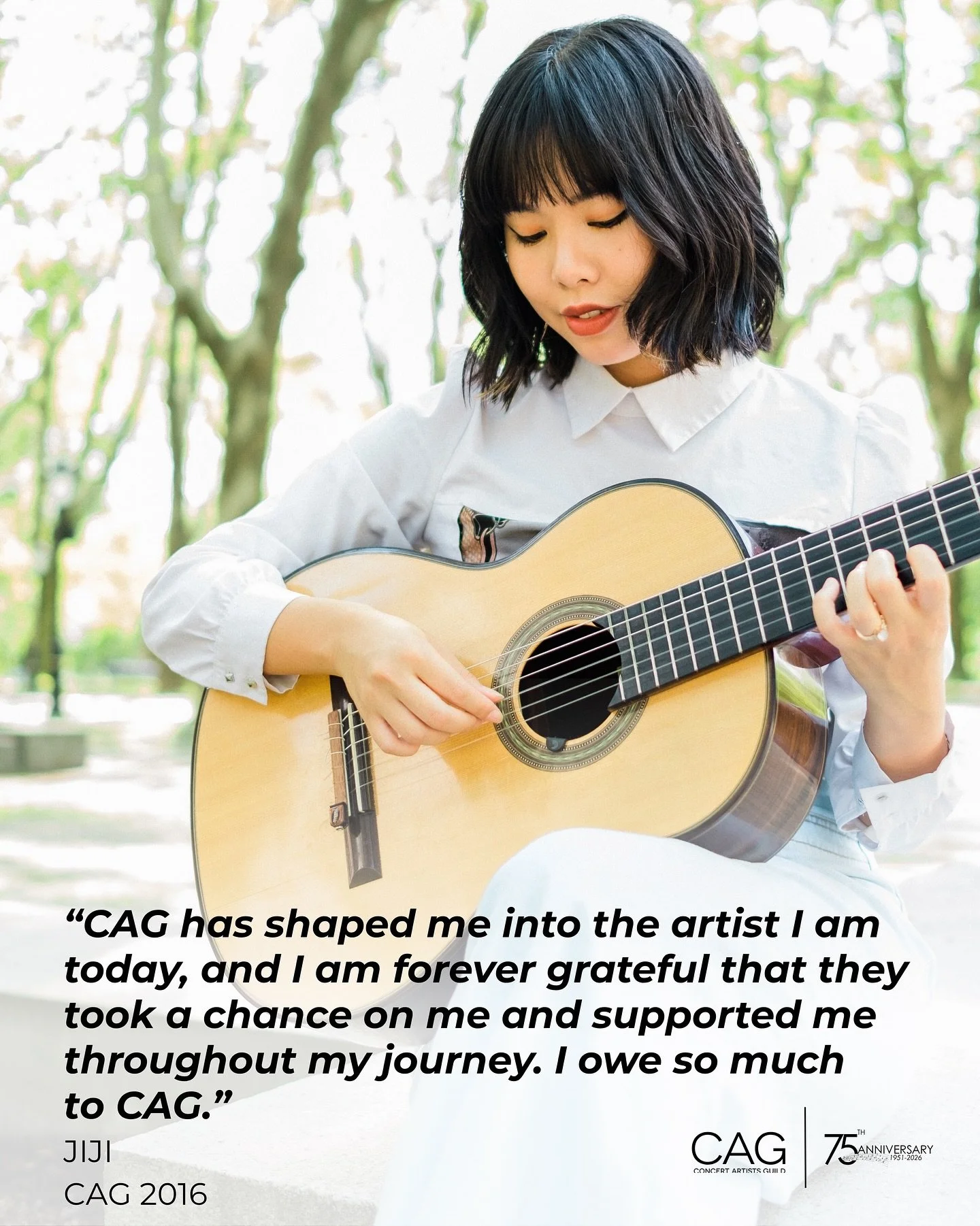From solo recitals to chamber music festivals and support commissioning new pieces, @jiji_guitar found performance opportunities, mentorship, and the tools to shape her thriving career through CAG.

You could be next! With our new artist selection pr