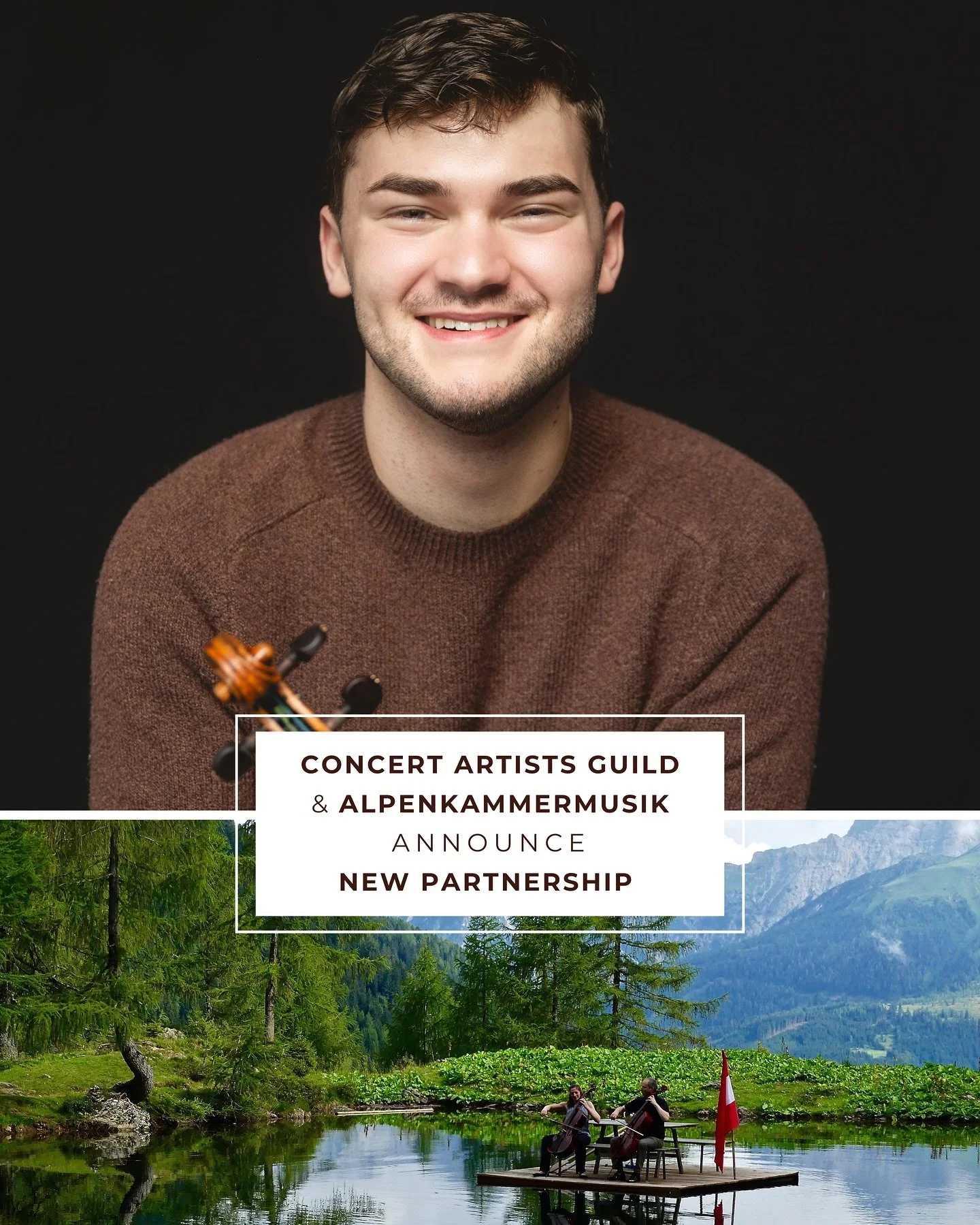 Concert Artists Guild and AlpenKammerMusik chamber music festival are thrilled to announce a new collaboration and teaching fellowship! We&rsquo;re also delighted to introduce the inaugural Teaching Fellow, violinist @nathanmeltzerviolin . 

This col