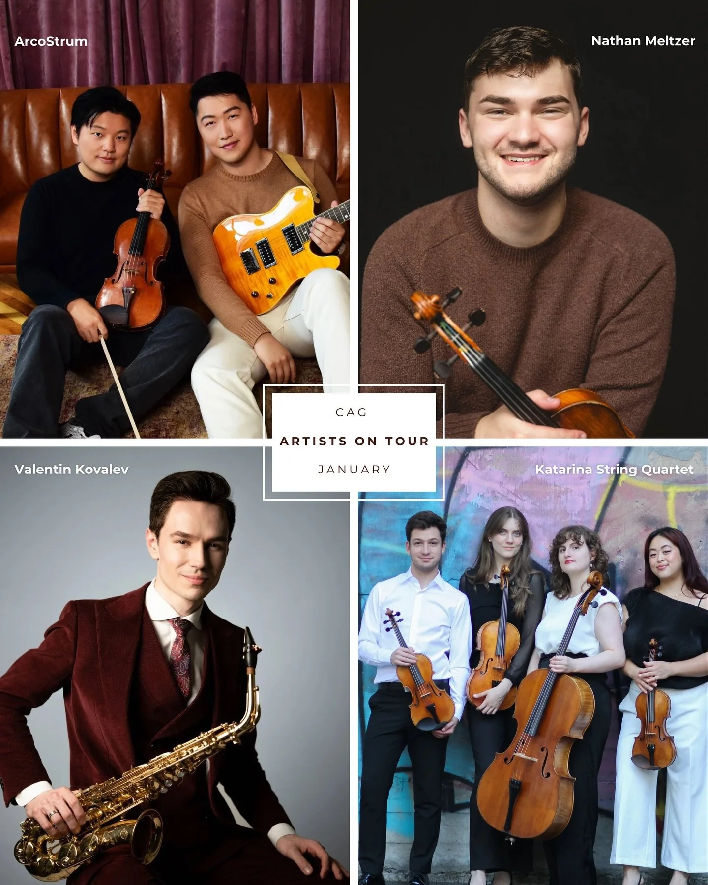 The New Year is nearly here! Find out where these CAG Artists will be in as we ring in 2026 🎶
.
.
.
.
#CAG #ConcertArtistsGuild #musicians #artists