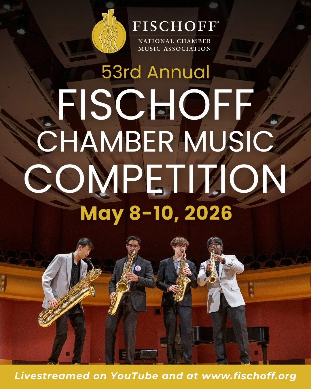 Concert Artists Guild &amp; Fischoff National Chamber Music Association invite you to tune in to the 53rd Annual Fischoff Chamber Music Competition 🎶 Starting Friday, May 8th, and ending on Sunday, May 10th, this is a weekend showcasing over 200 bre