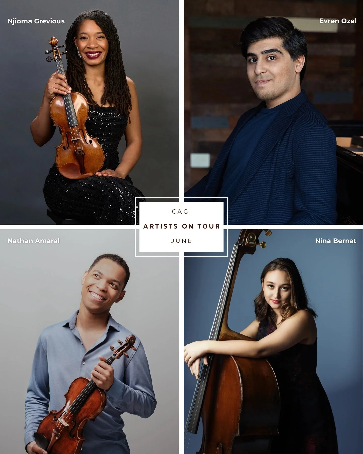 Summer is right around the corner, and so are some fabulous CAG Artists! Swipe to discover where they'll be this June ☀️🎶
Visit our #linkinbio for more details and tickets!
.
.
.
.
#CAG #ConcertArtistsGuild #classicalmusic #musicians