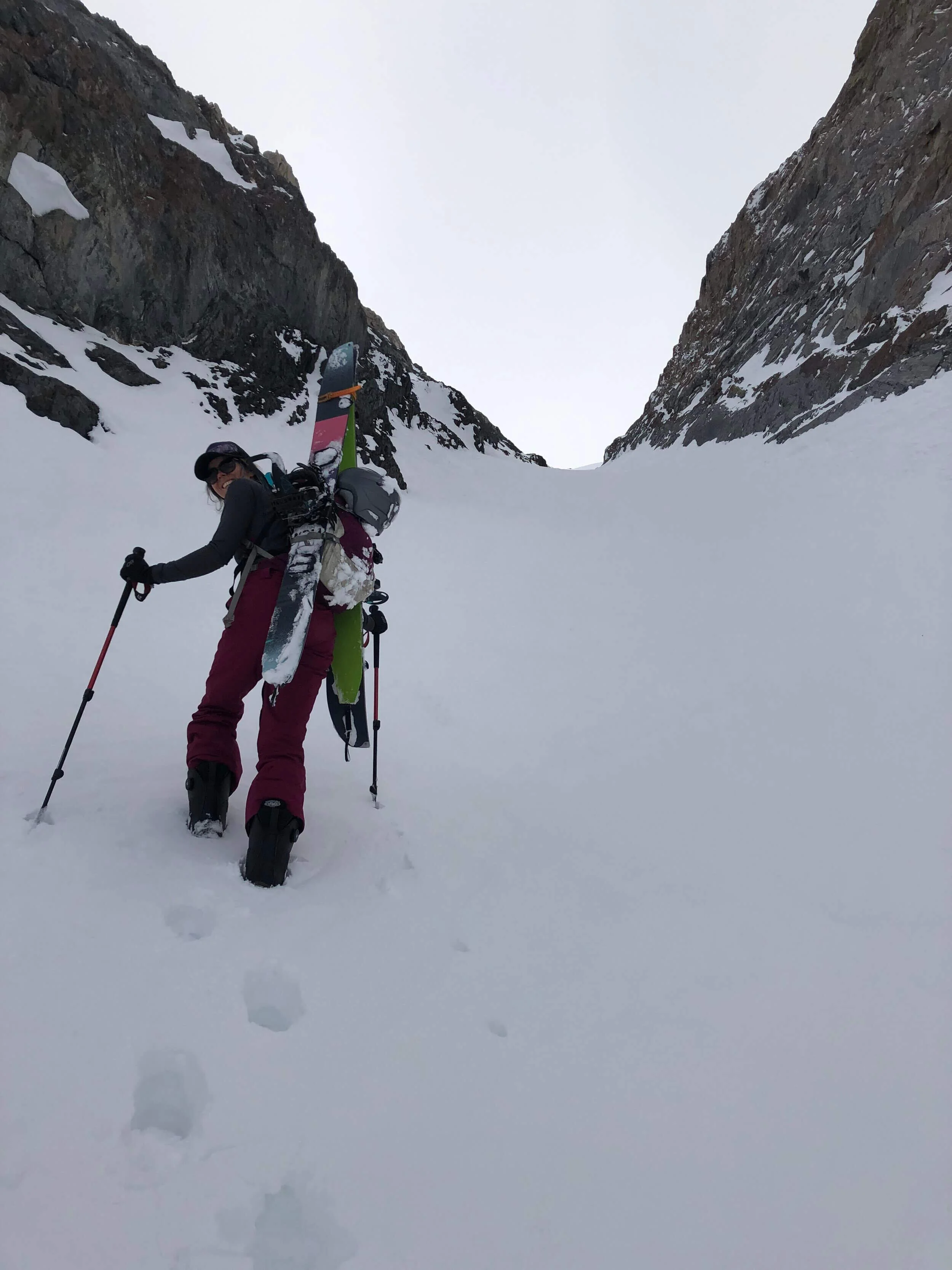 woman backcountry skiing