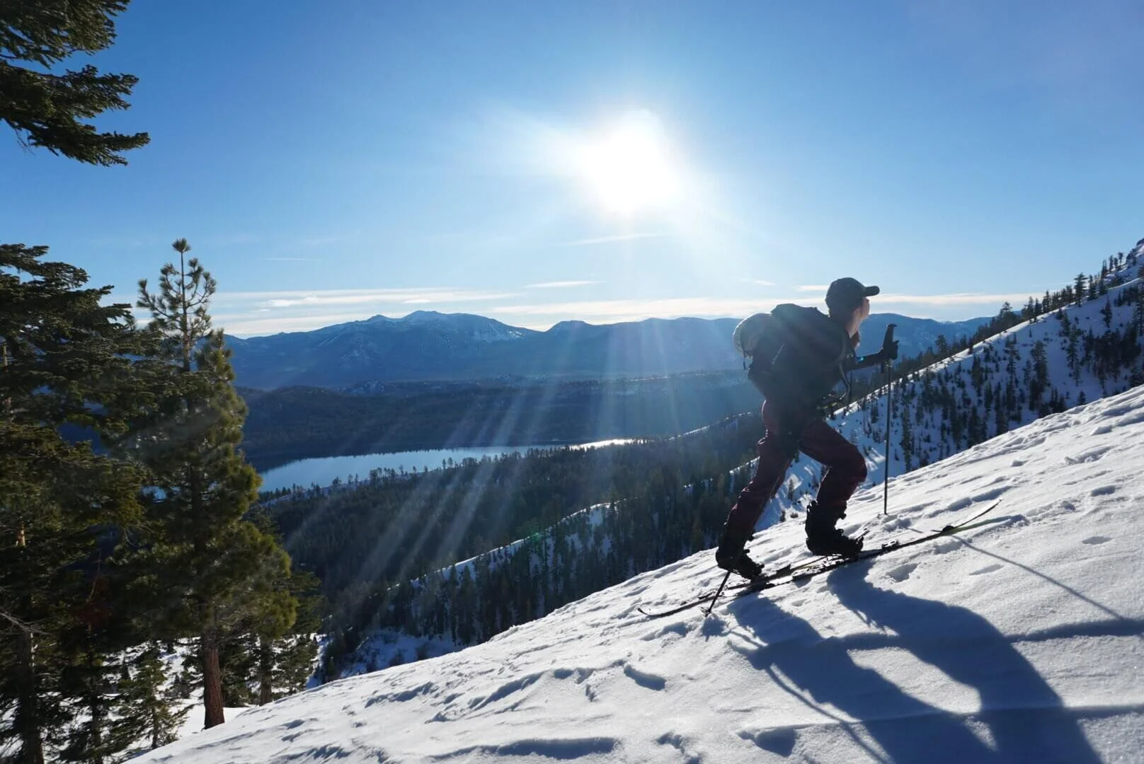 woman cross-country skiing