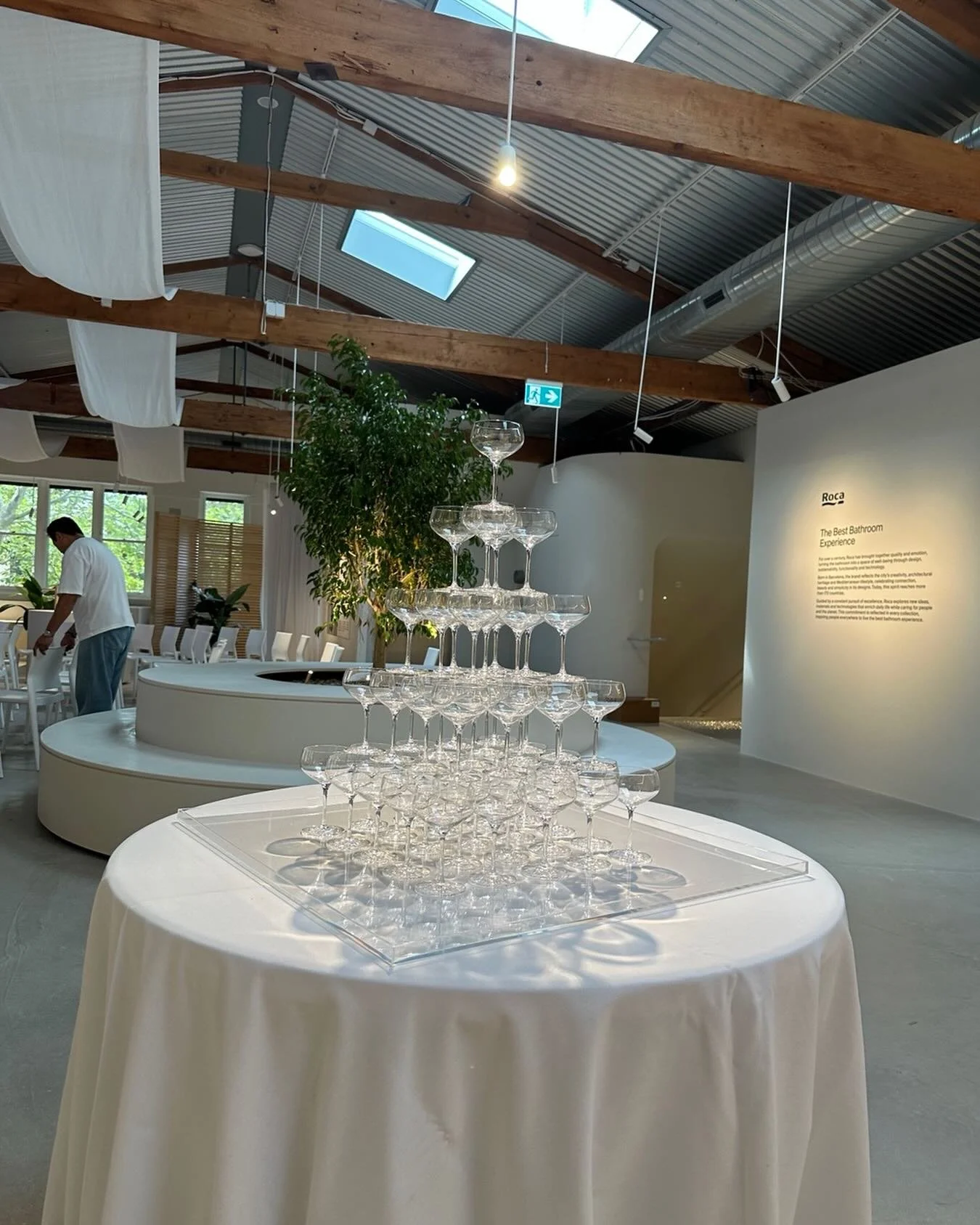 Great therapy, putting together our first champagne tower for #mintteaandrosewater